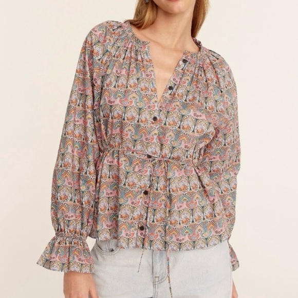 J. Crew Tops - J. Crew Tie-Waist Organic Cotton Top in Liberty Giorgia Duke